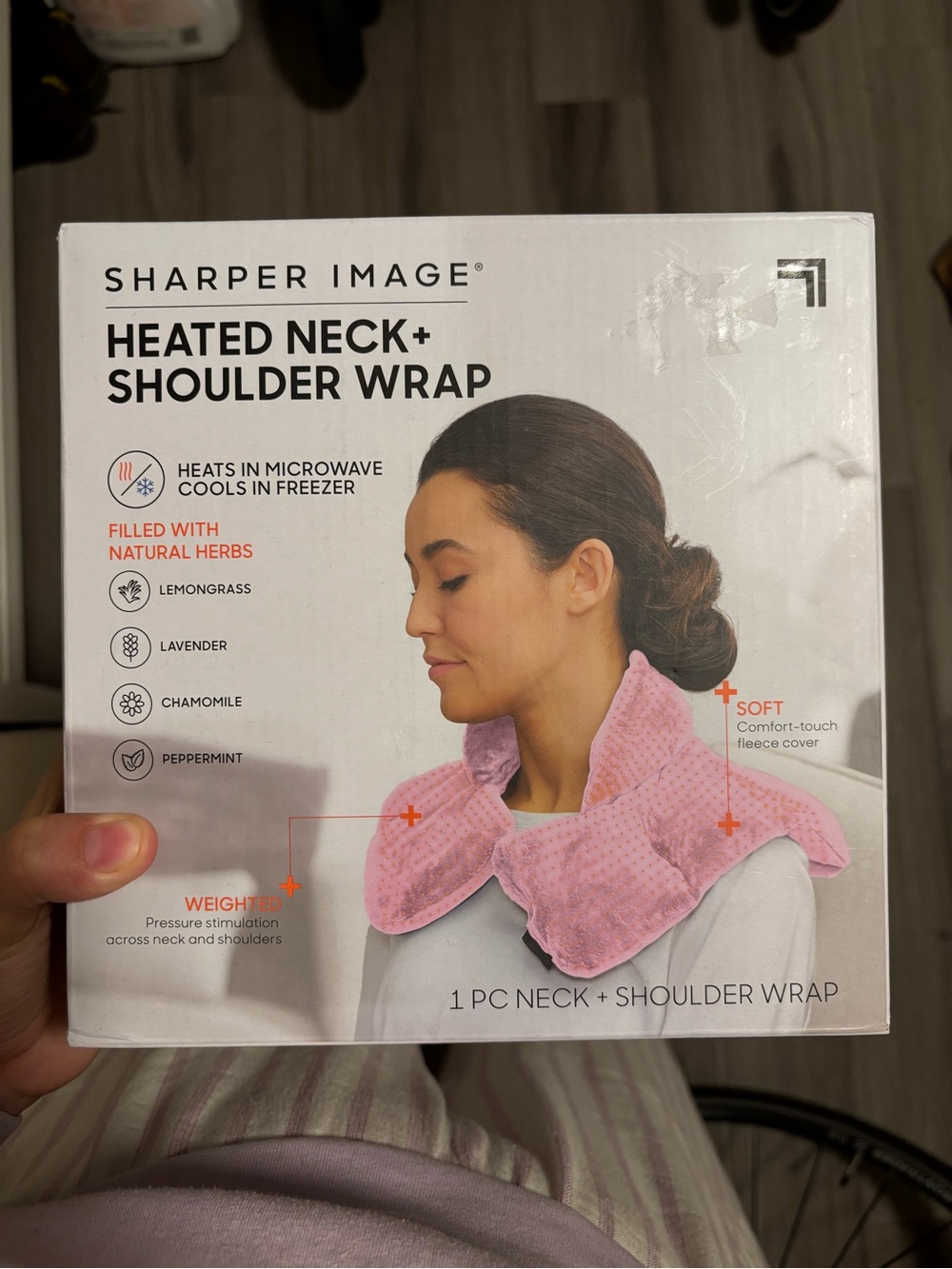 Sharper Image Pink Heated Neck & Shoulder Wrap with Herbal Fill
